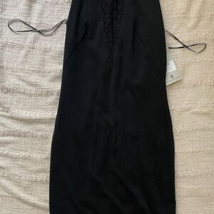 NEW! W/TAGS| bless'ed Are The Meek | Sz 0 Black High Neck Body Con Midi Dress